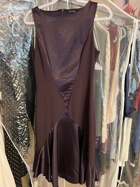 Ava & Viv Purple Satin-Panel Sleeveless Dress